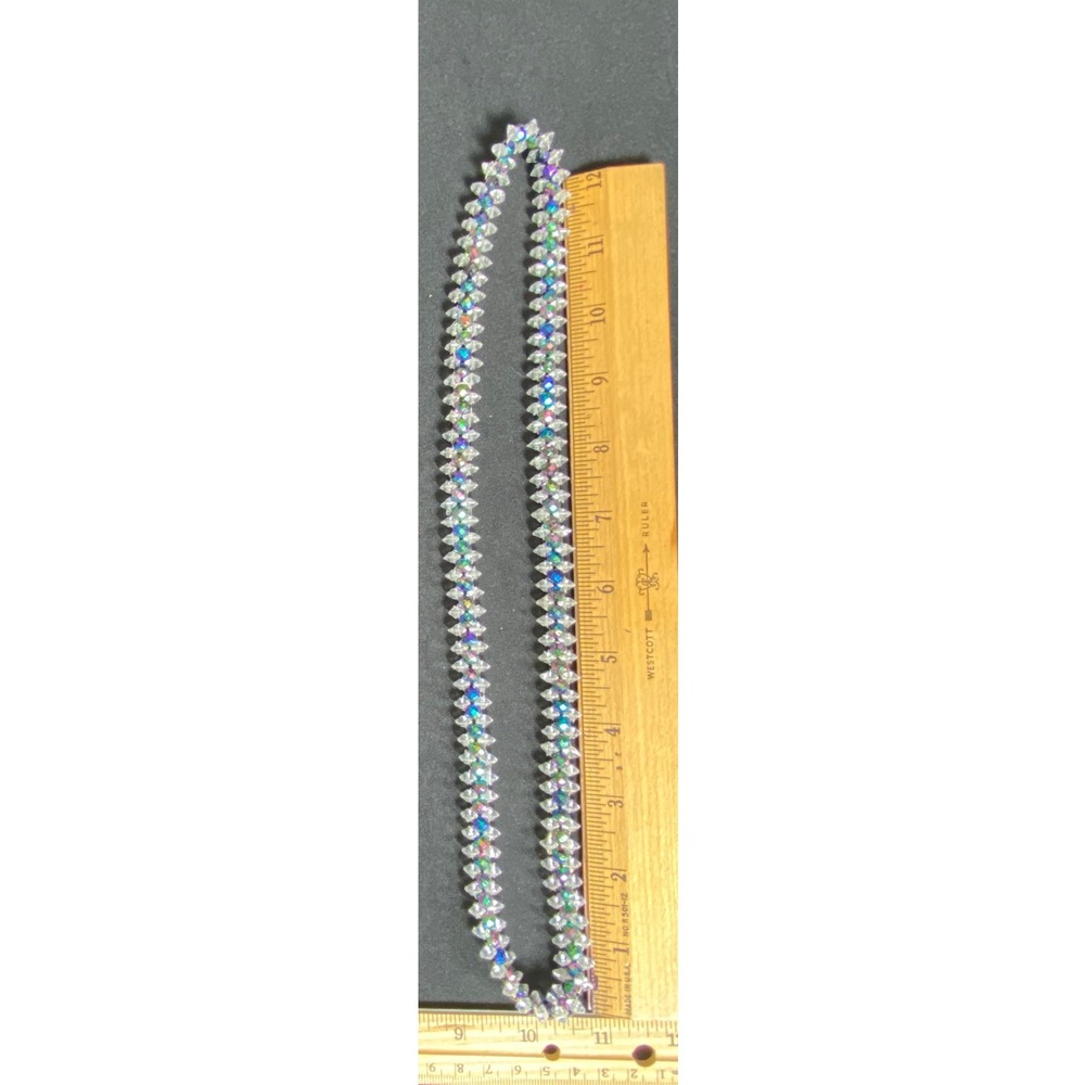Sparkling Crystal Rhinestone Choker Necklace AB Iridescent Faceted Beads